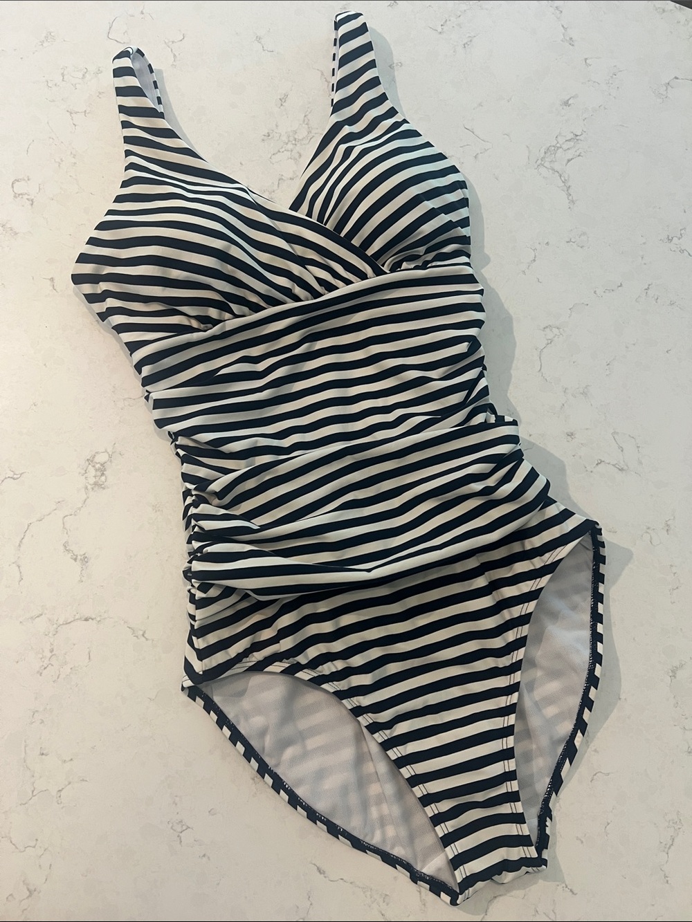 Boden Talamanca Navy and White Spriped Swimsuit Size 8L